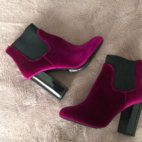 Call It Spring Shoes - Brand New Velvet boots from Spring. Size 7, dark pink in colour.